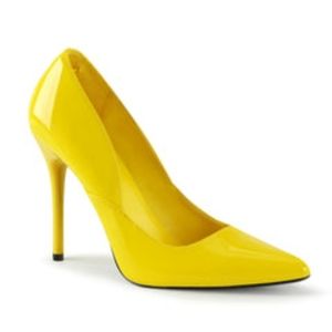 Pleaser MILAN-01, 4 1/2" Pointed-Toe Class Pump, Womens Size 12, YELLOW Color